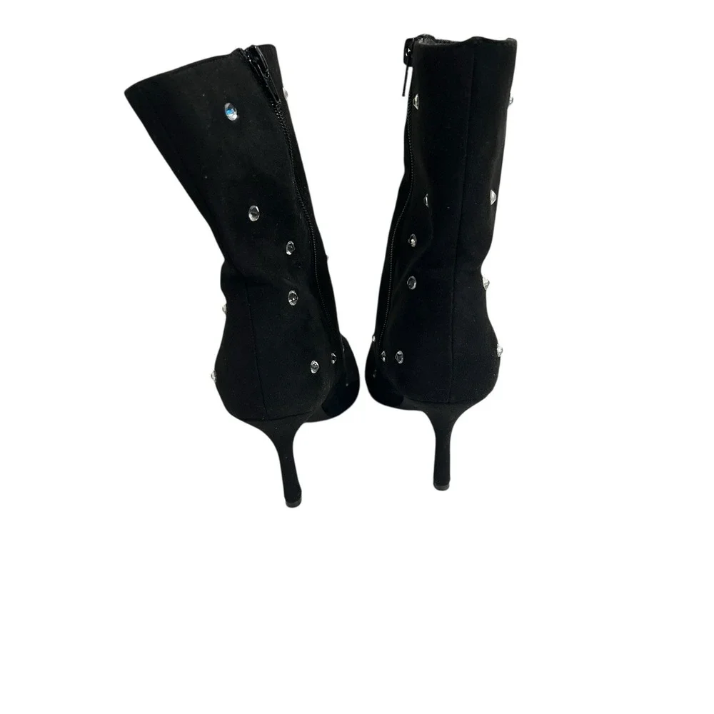 MIA Womens Crystal Holiday heel Black boots Myley 7.5‎ New